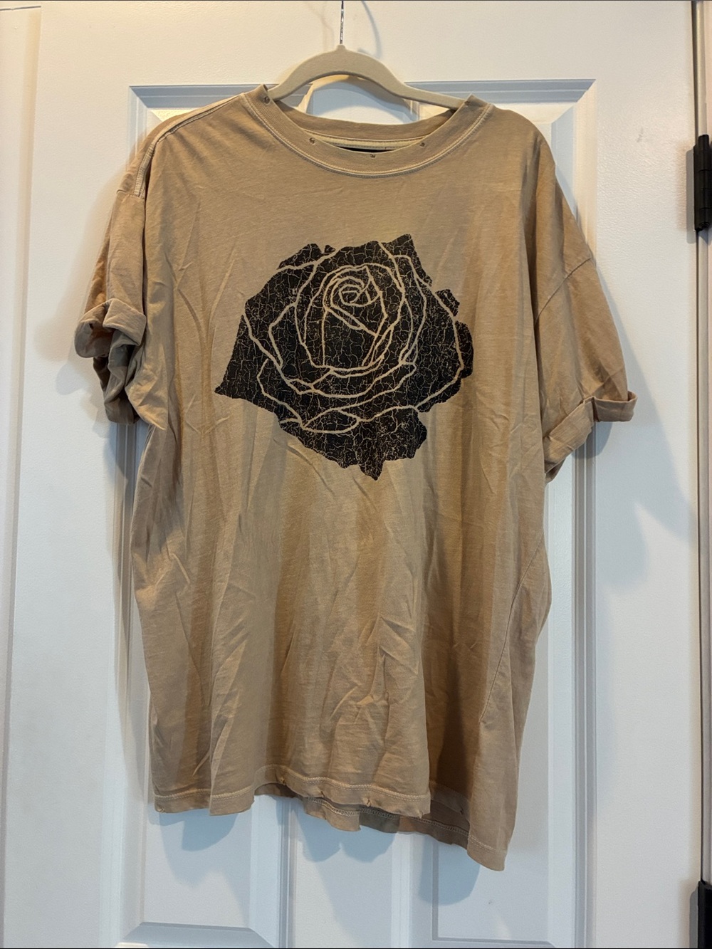 Women’s Beige Graphic Rose T-Shirt